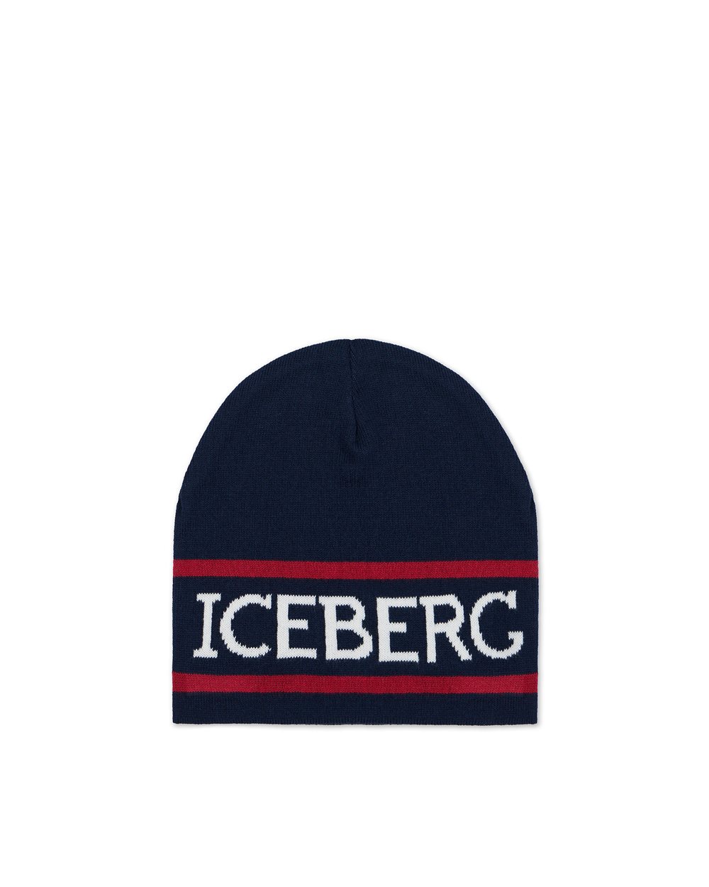 Blue wool beanie hat with logo Iceberg