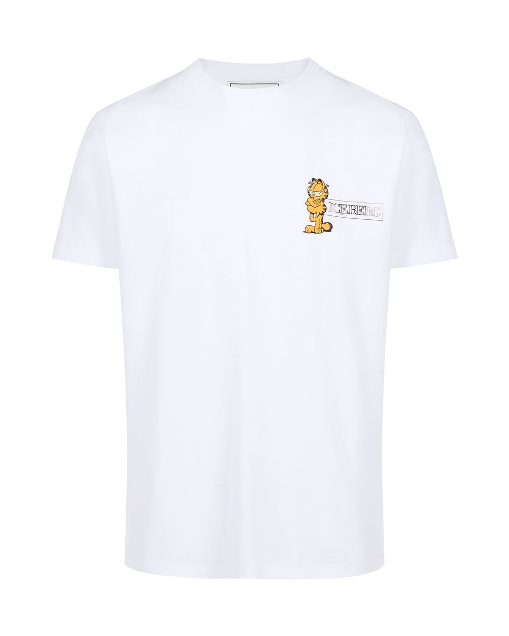 Slim fit white T shirt in sustainable stretch jersey with Garfield print and Iceberg logo Iceberg