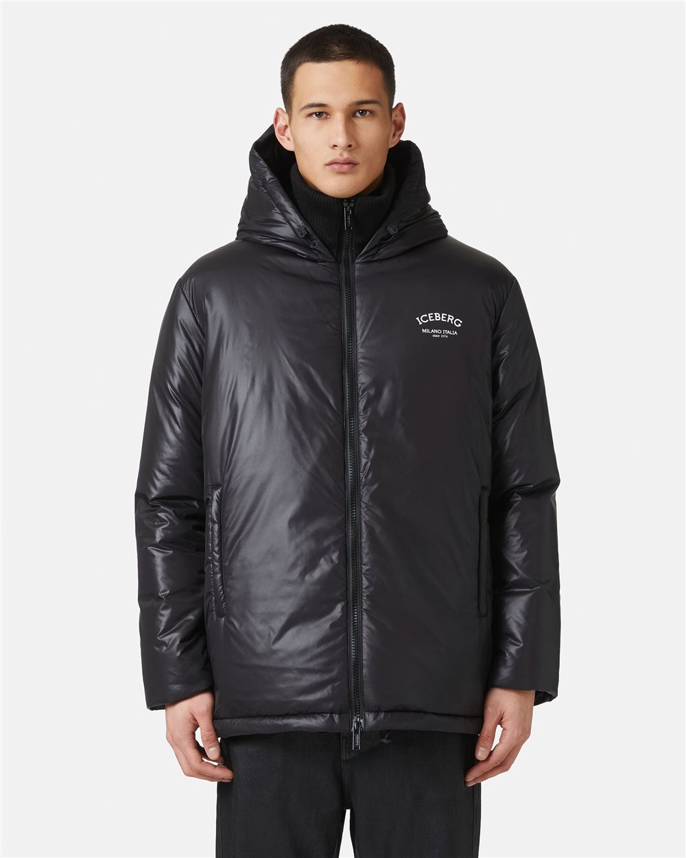 Nylon down jacket with logo Iceberg