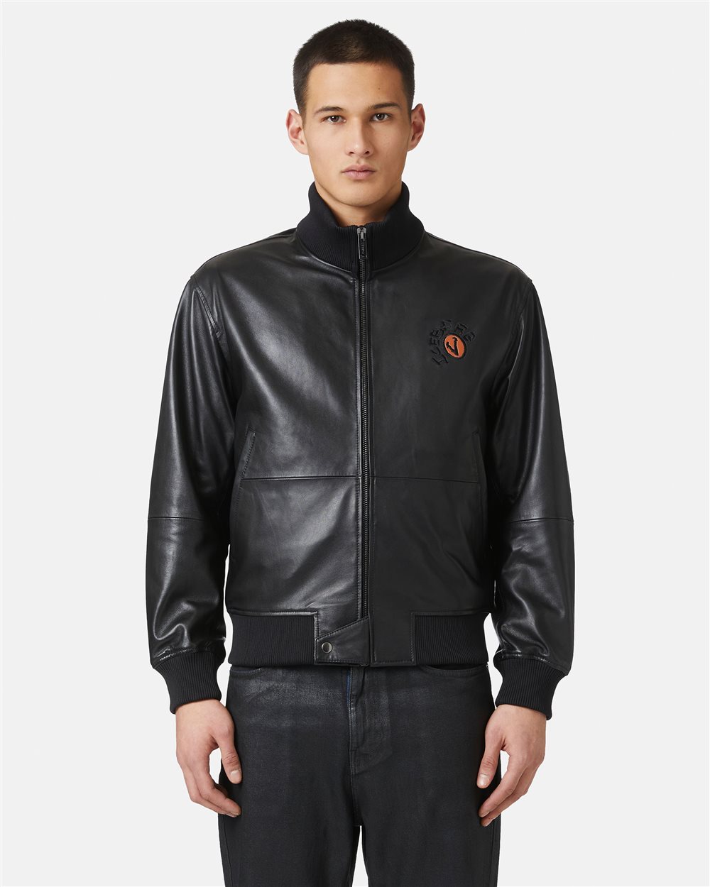 Leather bomber jacket with Bear detail | Iceberg