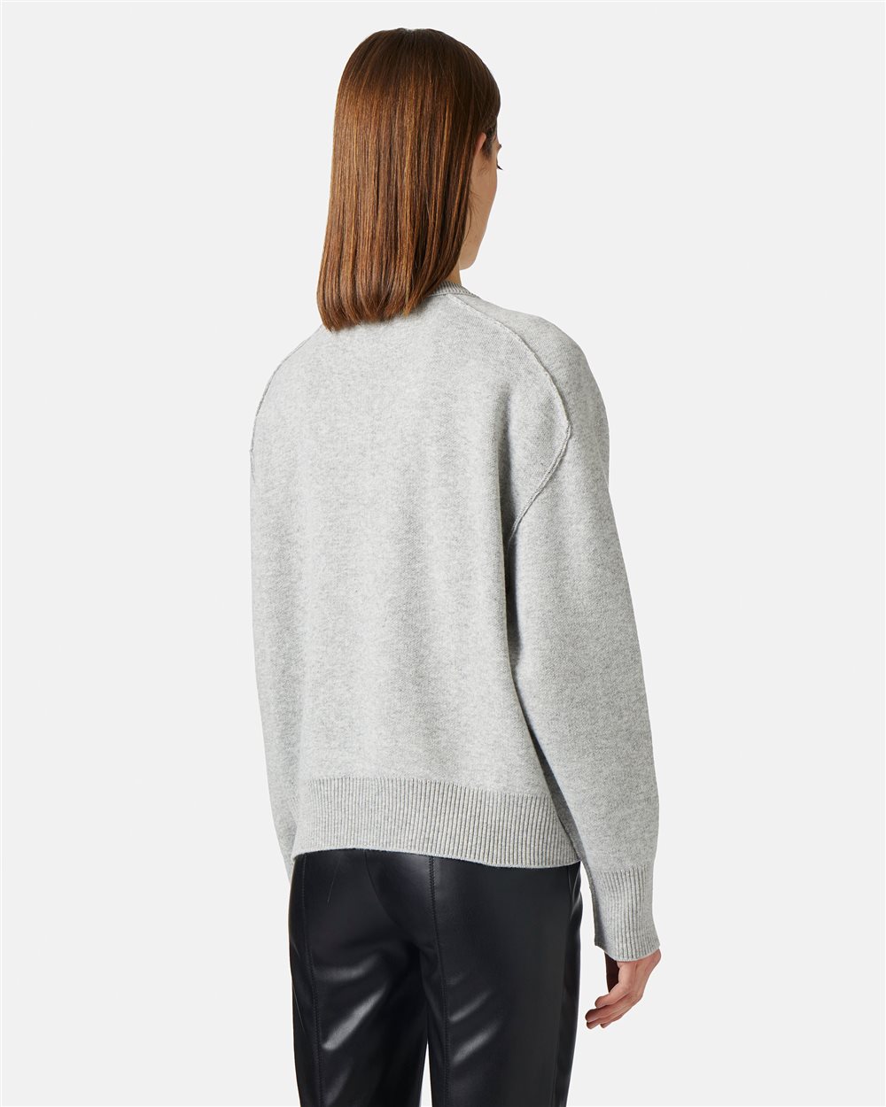 Gray crew-neck sweater with logo