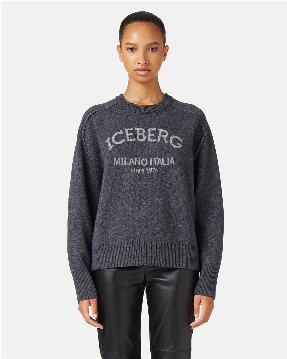 Crew neck sweater with logo Iceberg