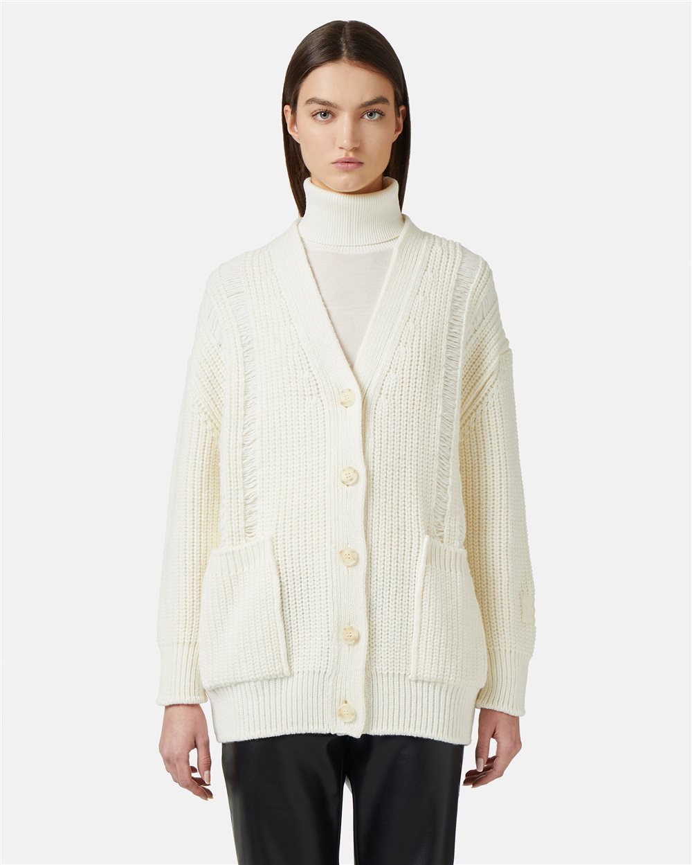 Cream wool fashion cardigan