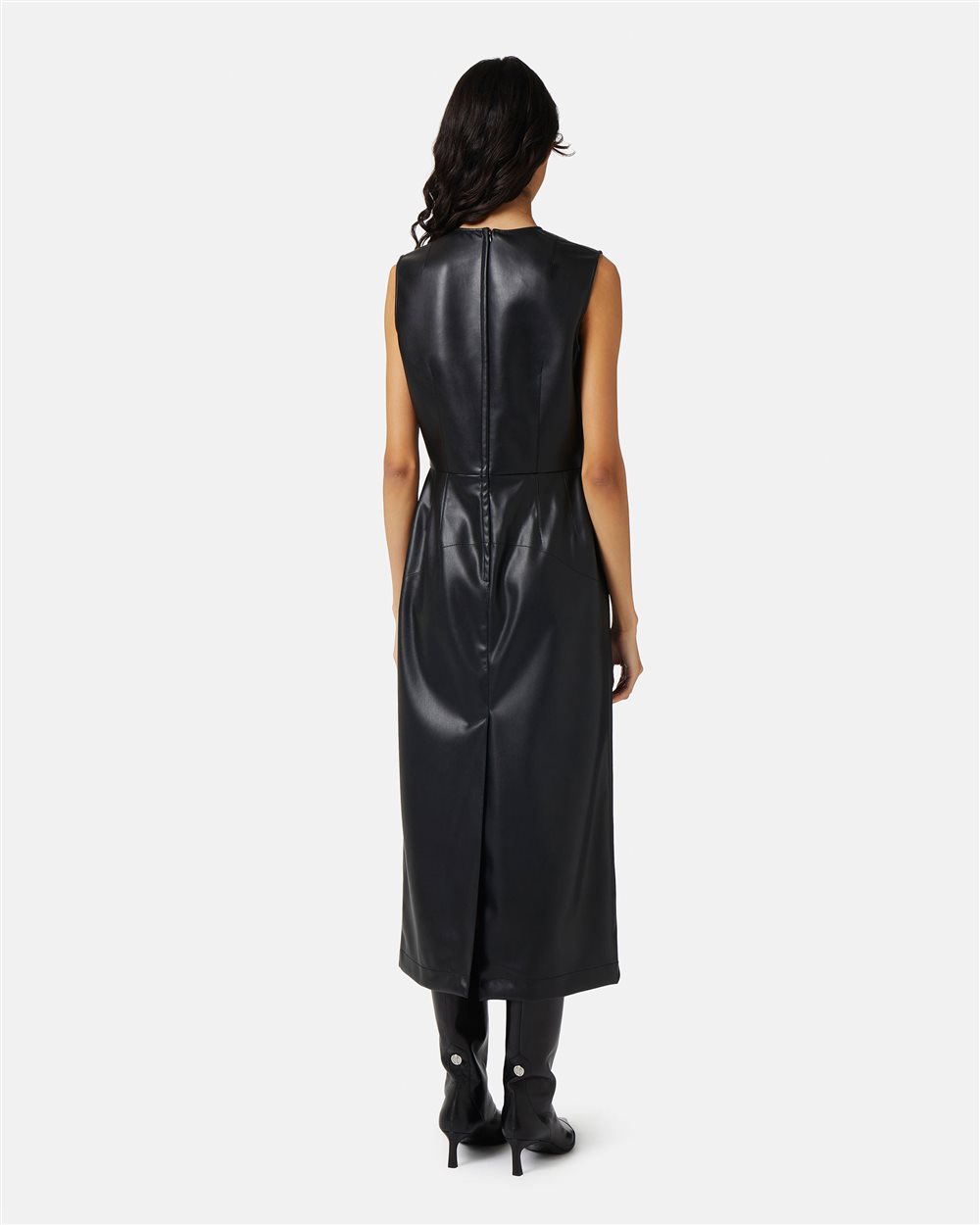 Faux leather sheath dress