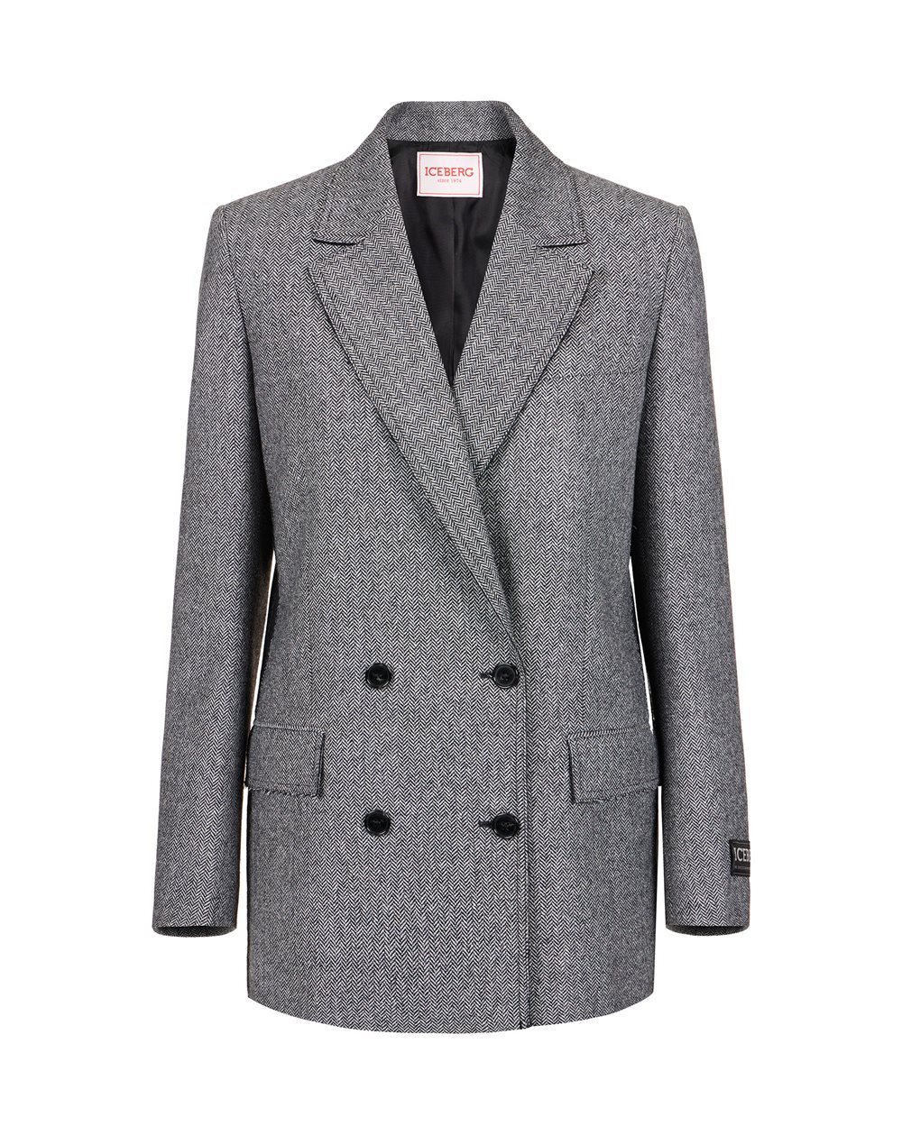 Double-breasted jacket in wool blend with herringbone