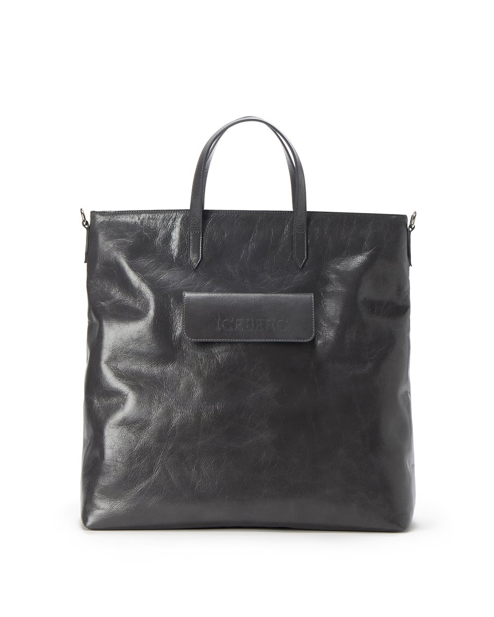 Alias leather shopper bag with pocket closure and Iceberg logo