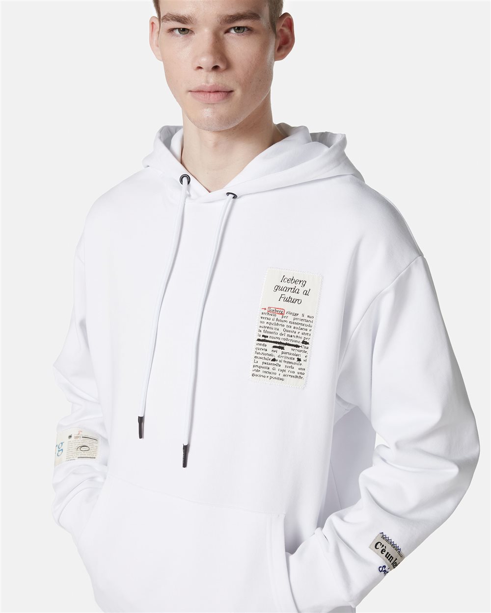パーカー・フーディ ICE B ICEBERG Men Hoodies E030 63001101 White White relaxed fit cotton hoodie | Iceberg
