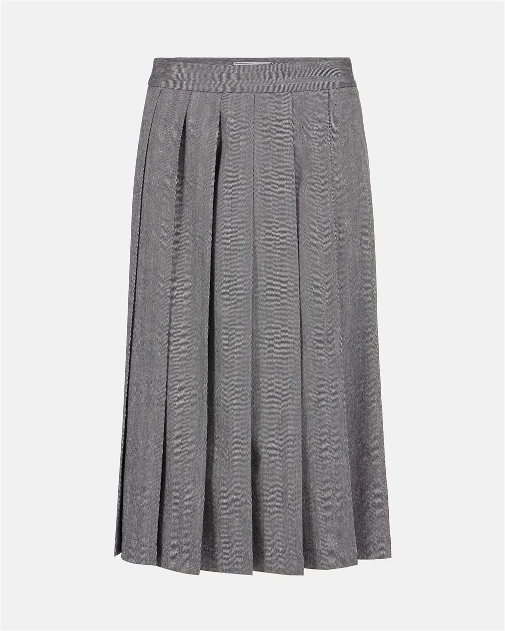 Cotton linen herringbone regular-waisted pleated skirt | Iceberg
