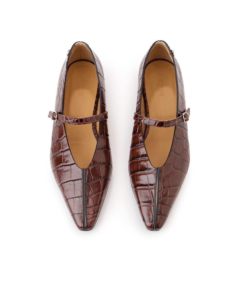 Brown Crocodile-Embossed Pointed-Toe Pumps | ICEBERG