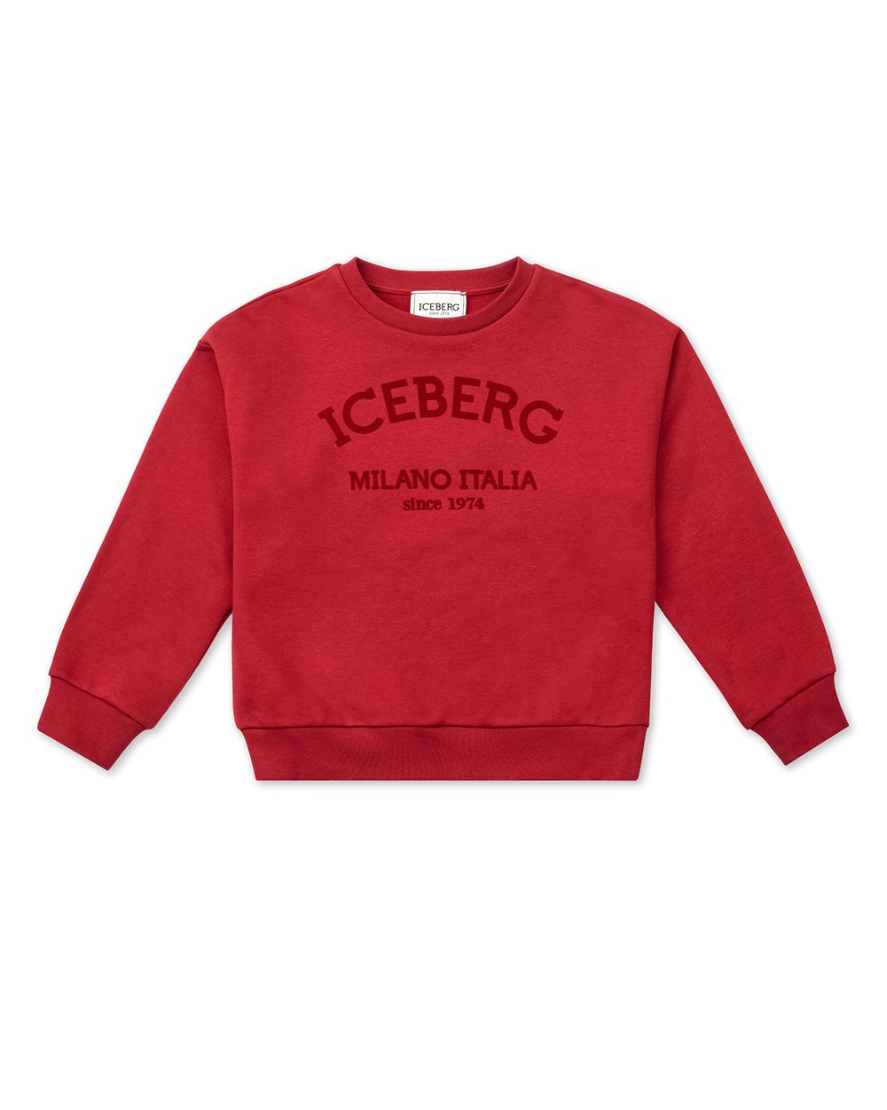 Red crewneck sweatshirt with tone-on-tone logo | ICEBERG