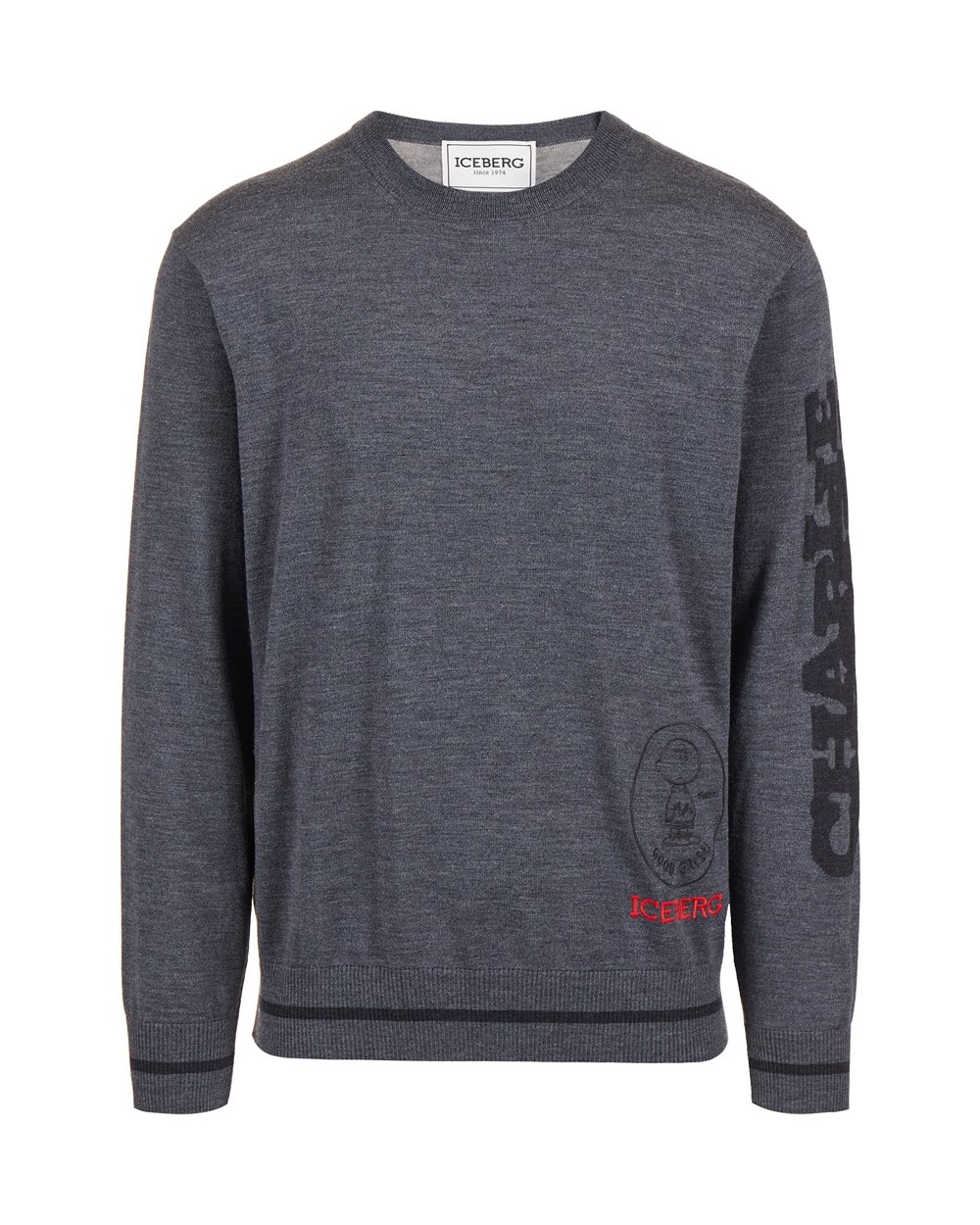 Crewneck sweater new regular fit in dark grey melange