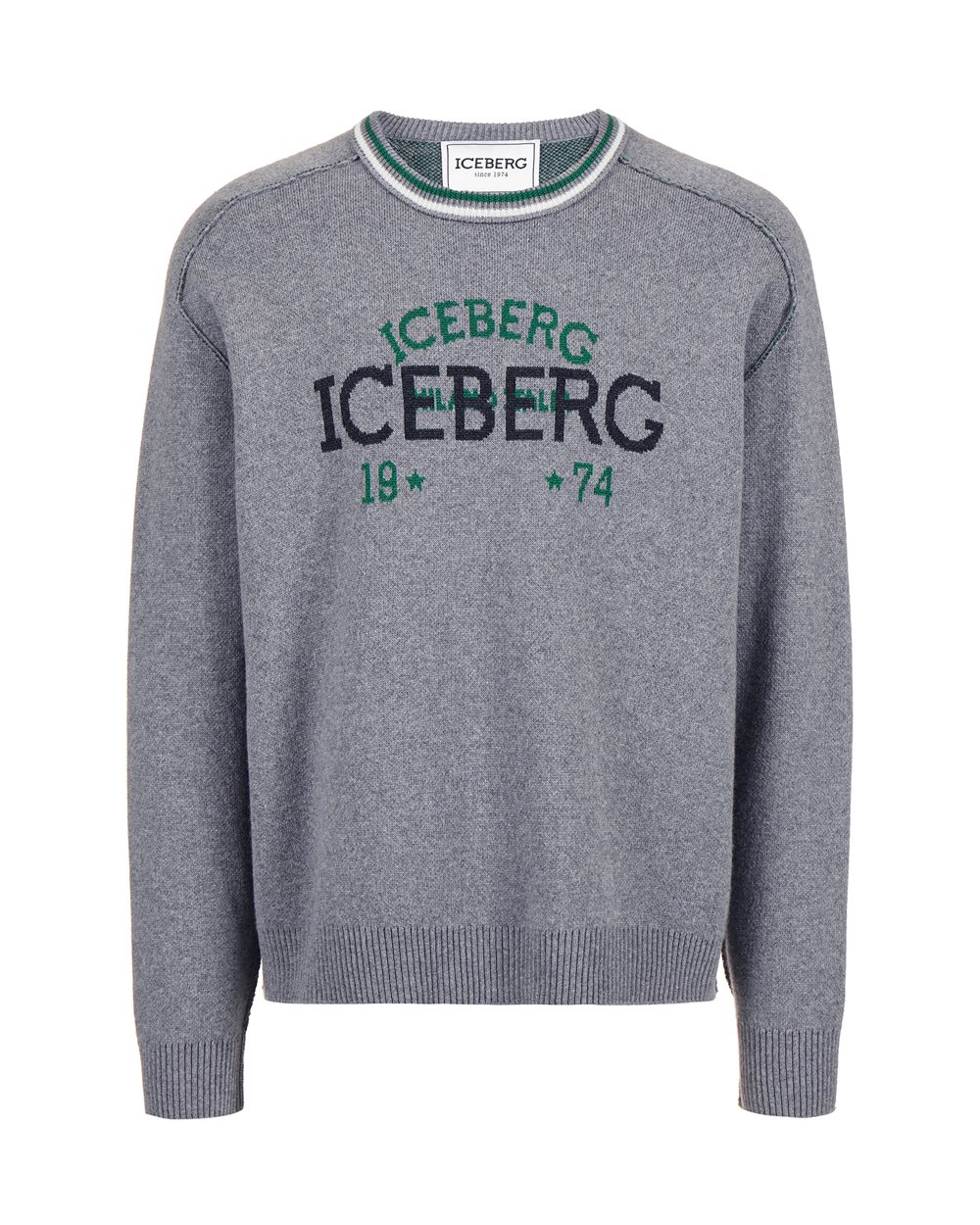 Crewneck sweater new regular fit in light grey extrafine merino