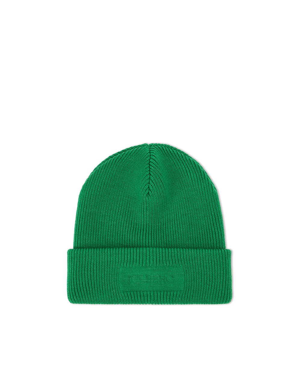 Emerald green hat in extra-fine merino wool knit | ICEBERG display picture 1