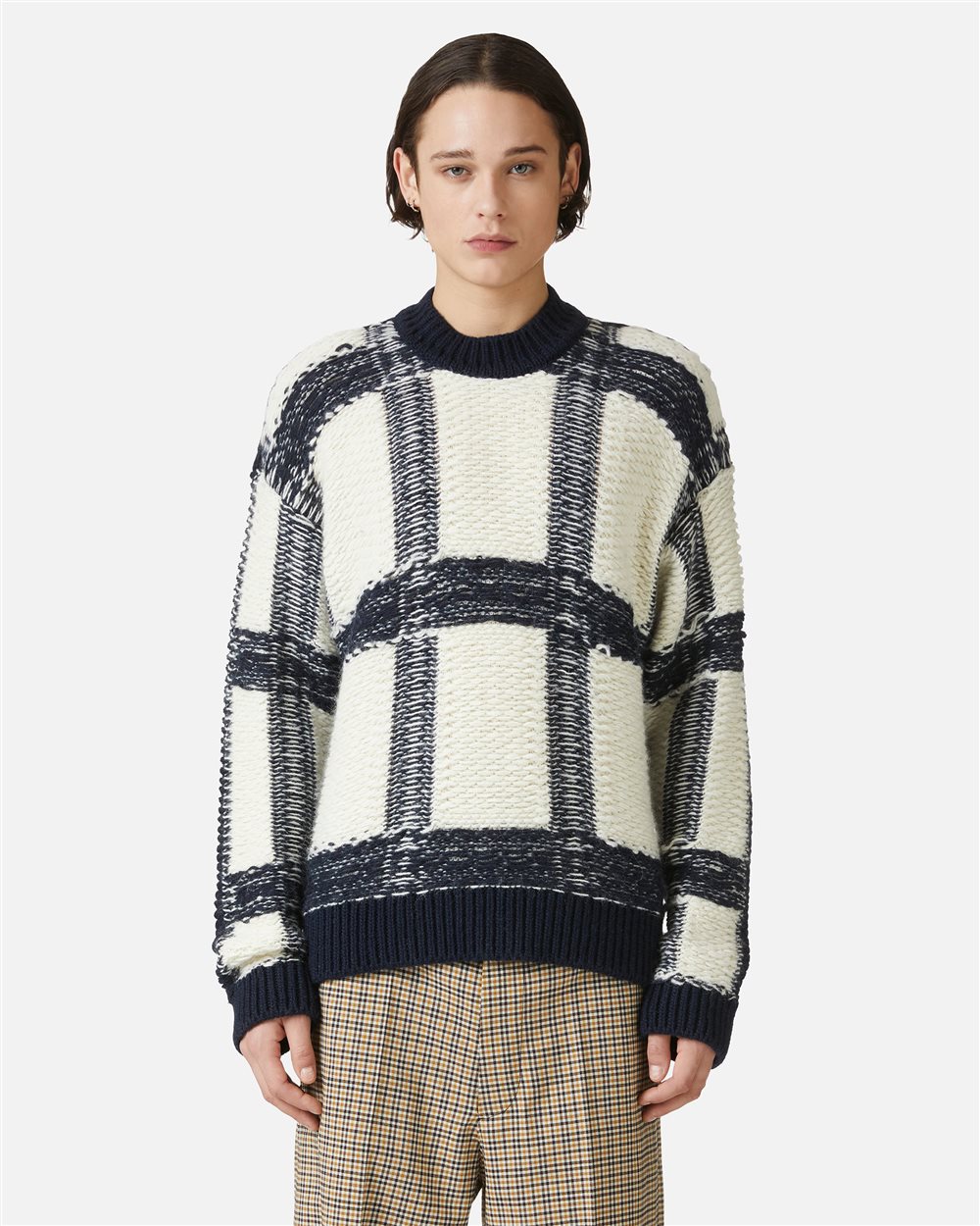 crew neck designed wool sweater 新品 L CH363_SR6292?$crop1254$