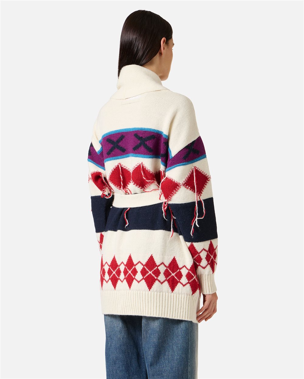 Knit cardigan with contrasting diamonds | ICEBERG