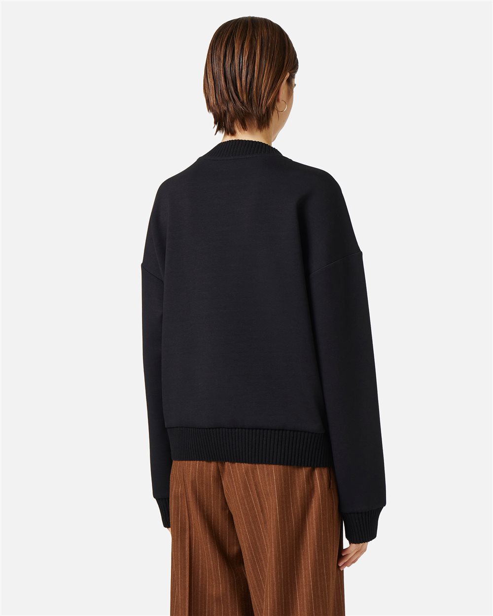 Black V-neck sweatshirt with embossed Iceberg logo | ICEBERG