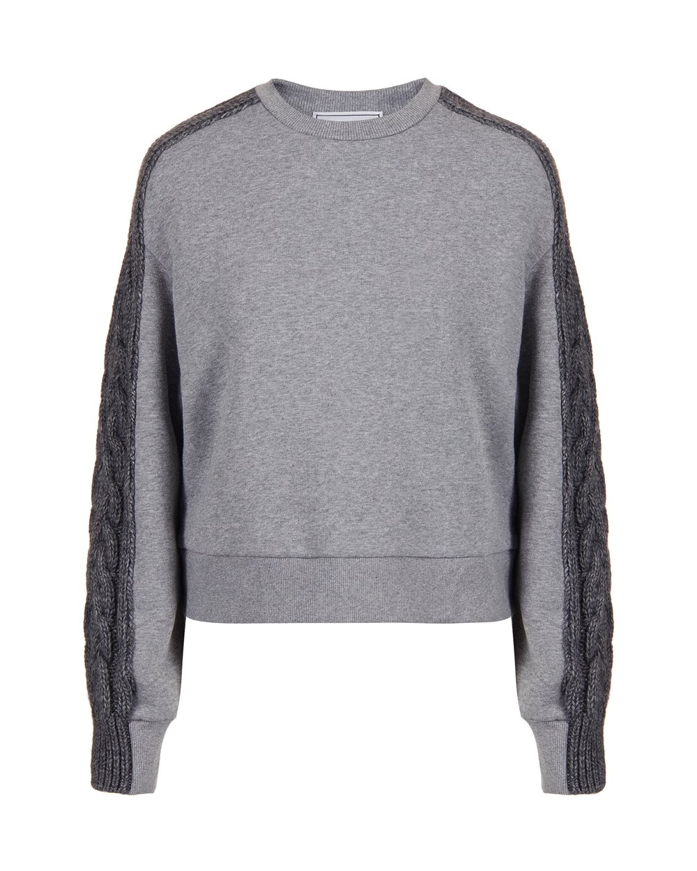 Fashion fit sweatshirt in cotton brushed fleece with braid detail