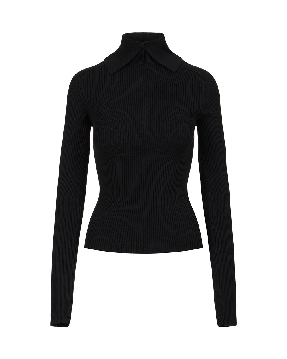 Slim-fit mock turtleneck sweater in black stretch viscose | ICEBERG