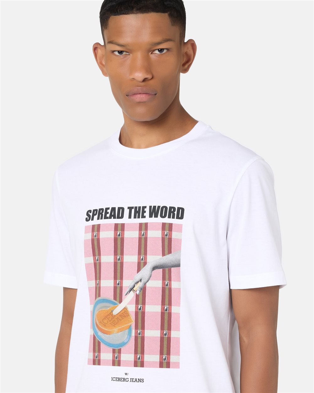 Regular-fit T-shirt in optical white cotton jersey | Iceberg