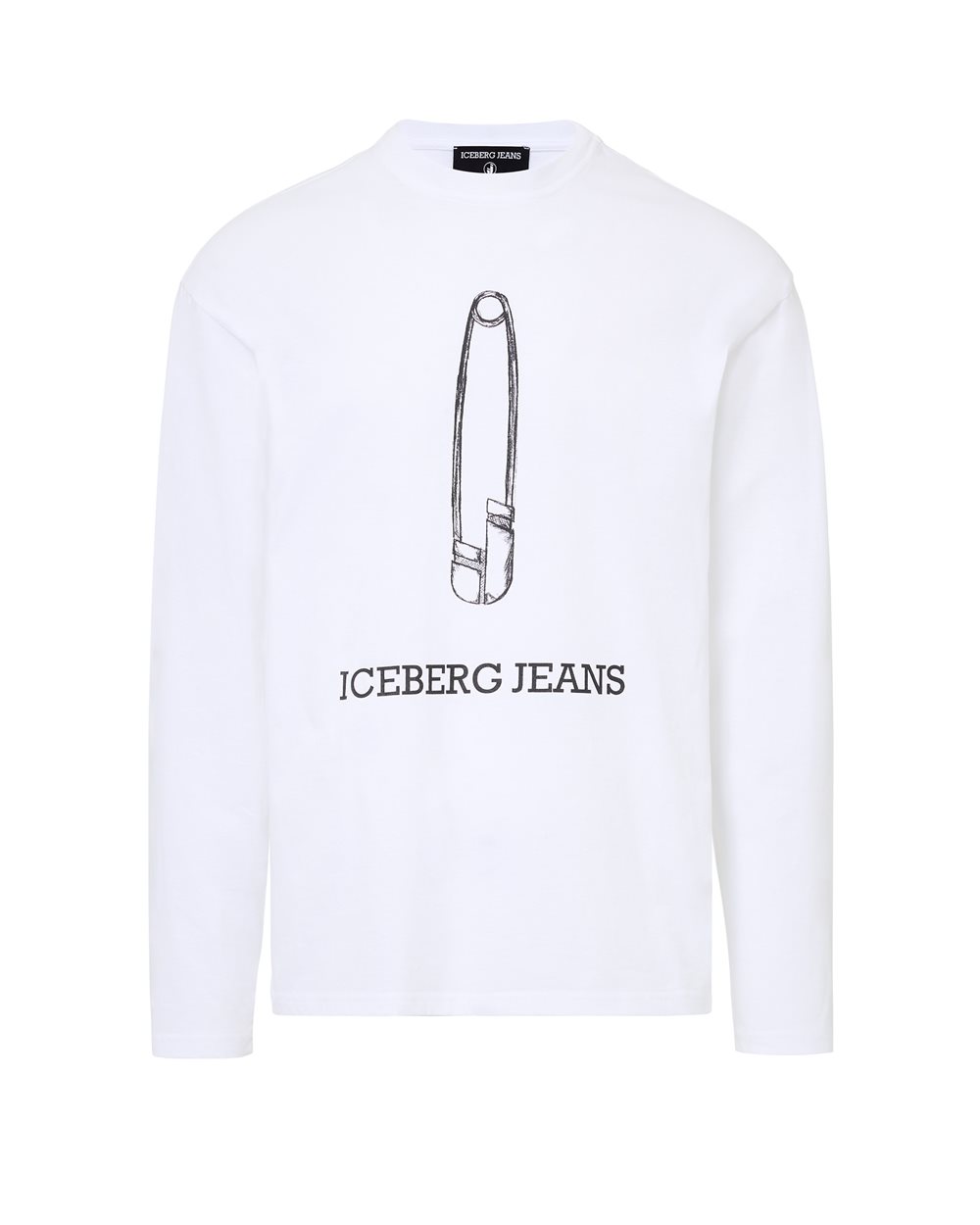 Relaxed Fit Optic White Cotton Jersey Long Sleeve T-Shirt | ICEBERG
