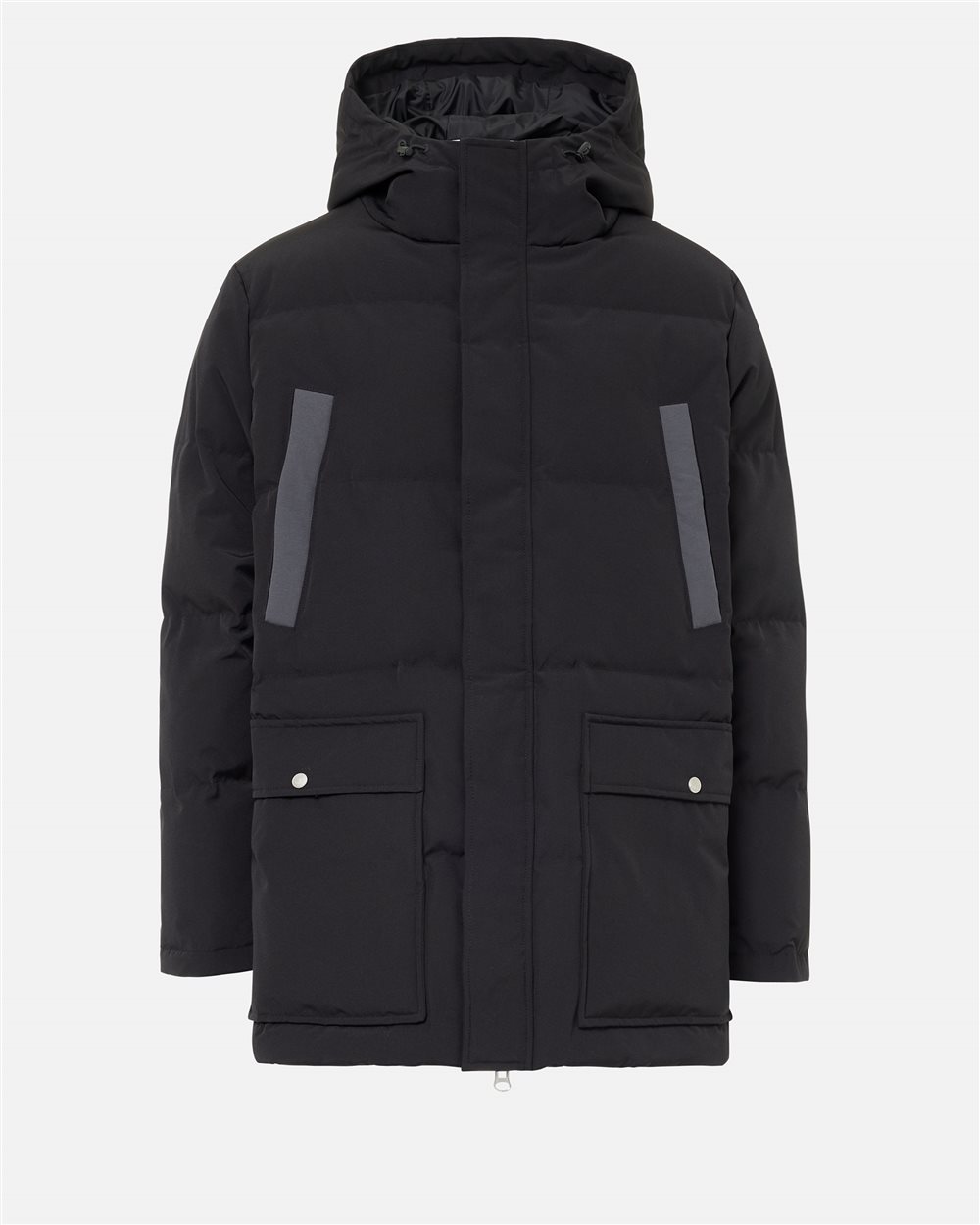 Black nylon midi-fit jacket with hood and Iceberg logo | ICEBERG