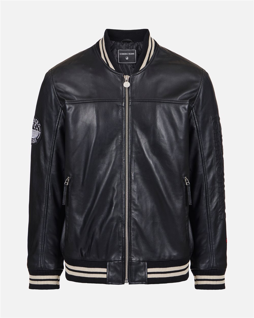 Iceberg Black Lambskin Varsity Jacket | ICEBERG