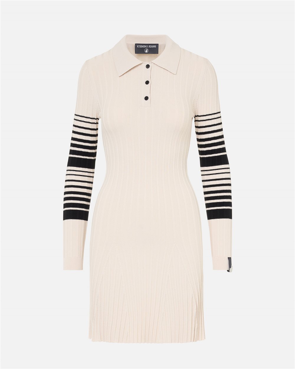 Mini Dress Polo Fit Striped Black and White Iceberg Iceberg