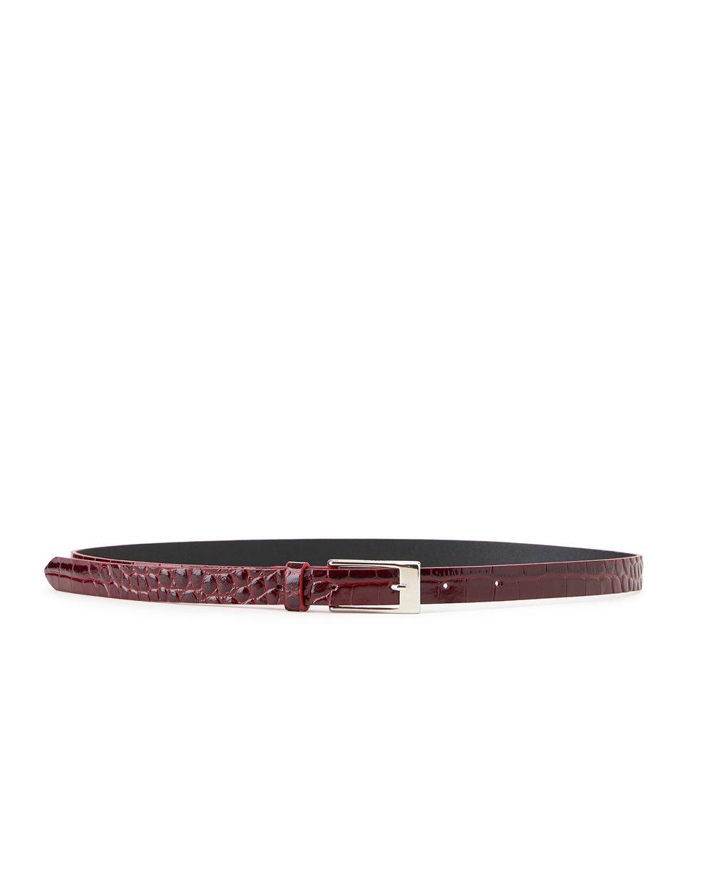 Burgundy nappa leather belt with metal I logo buckle | ICEBERG display picture 1
