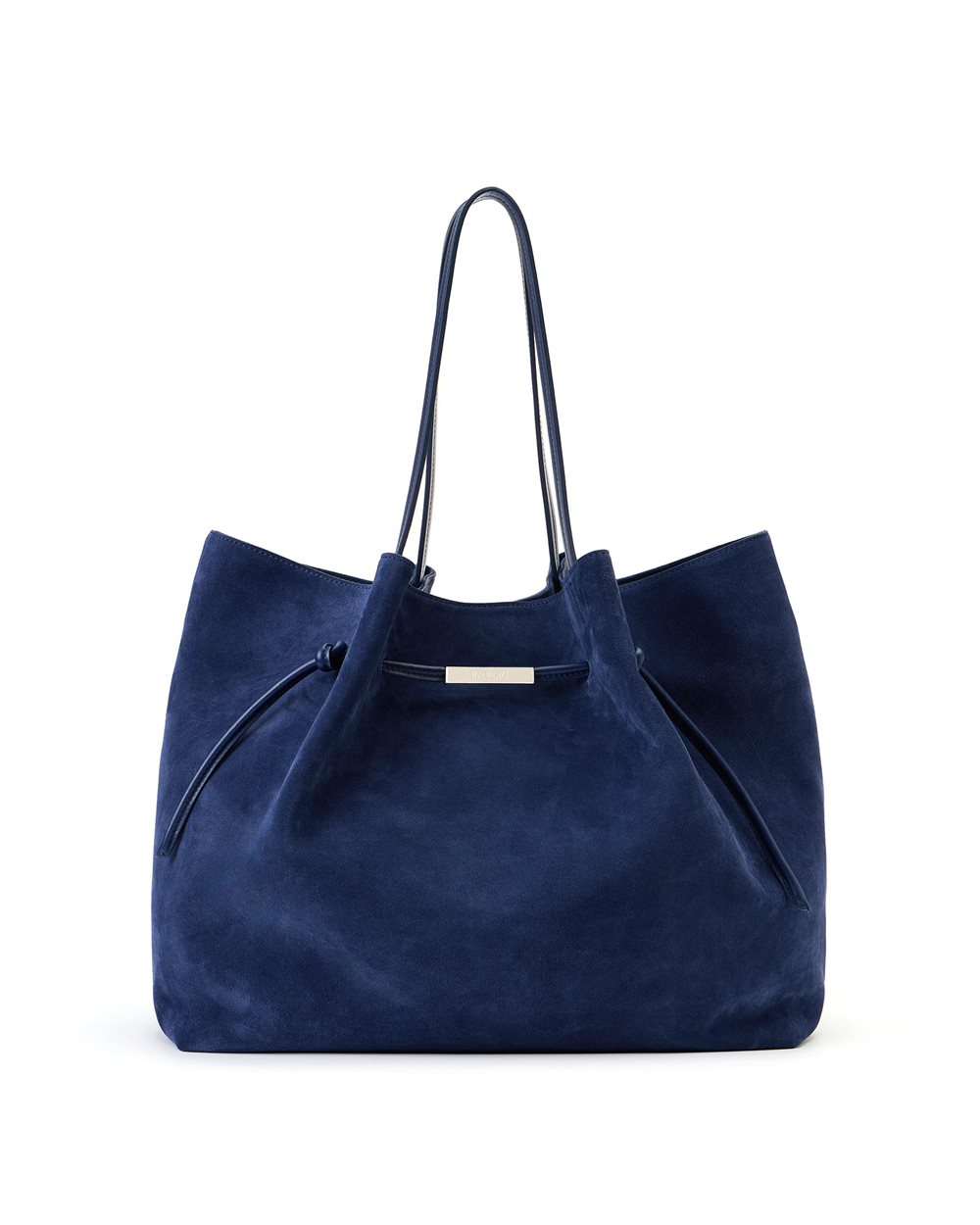 Maxi shopper in blue suede leather with Iceberg logo metal