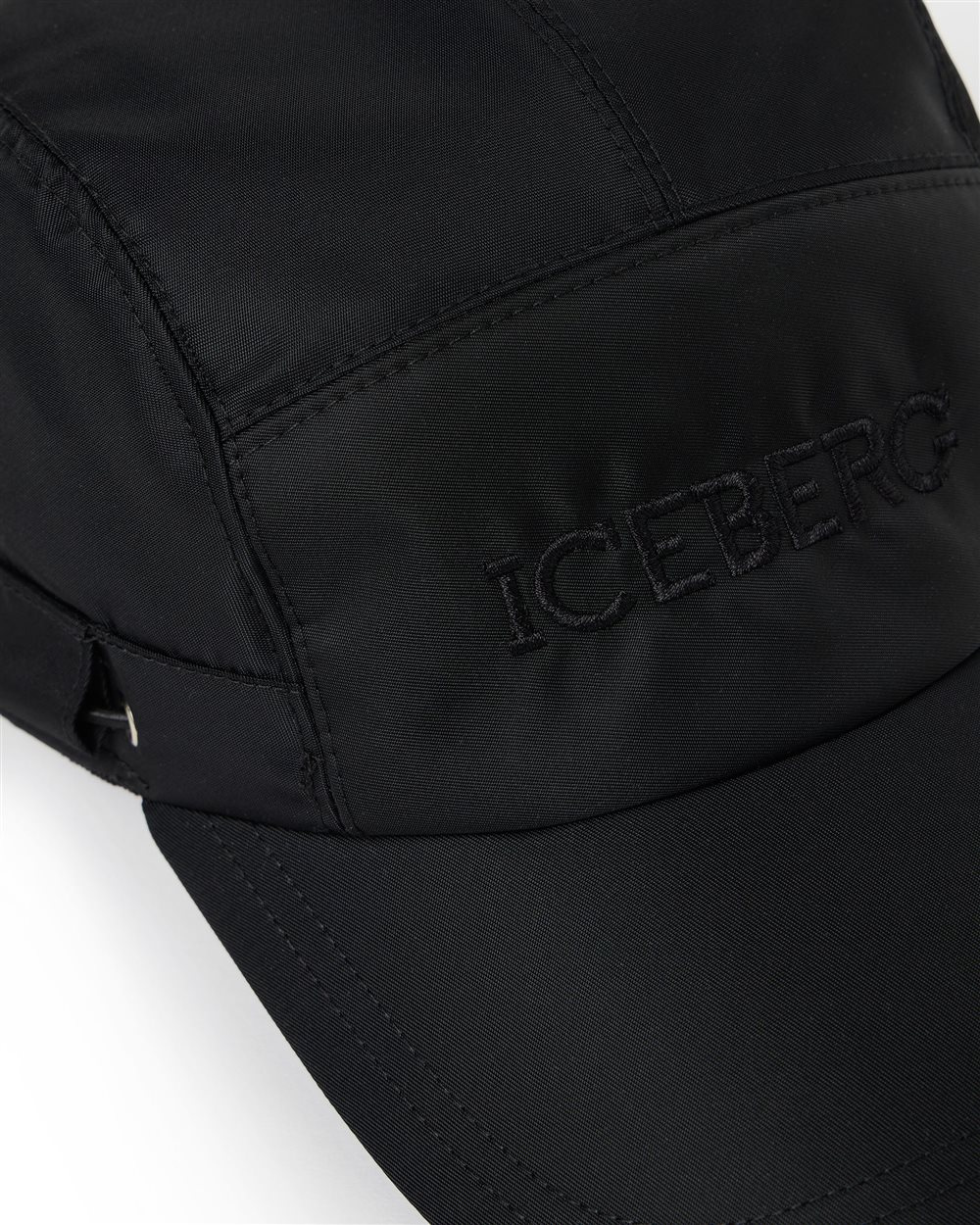Black nylon baseball cap with drawstring | Iceberg