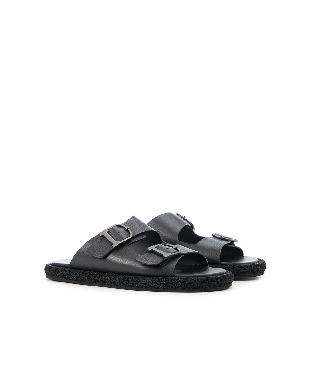 Black slippers with double strap and buckles | ICEBERG