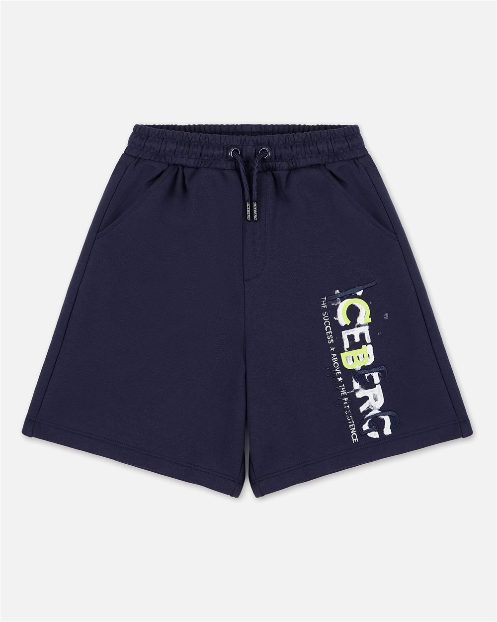 新品　BRIEFING LOGO ELASTIC SHORT PANTS Blue fabric Bermuda shorts with side logo | ICEBERG