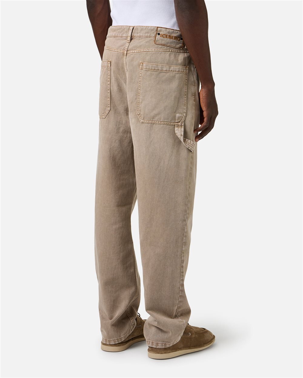 Beige carpenter pants with 5-pockets in bull denim | ICEBERG