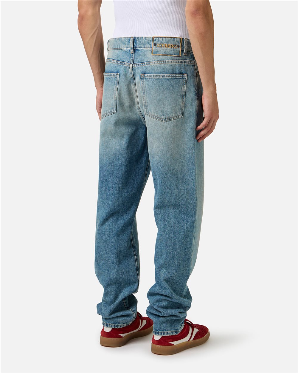 Indigo 5-pocket stone-washed denim pants with a straight fit | ICEBERG
