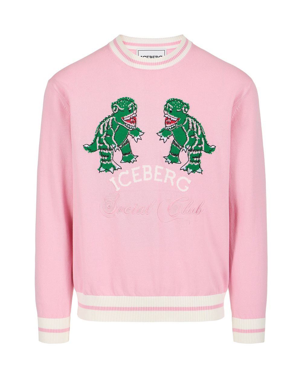 ICEBERG - ICEBERG セーター Pink cotton crew neck sweater with dragon inlay | ICEBERG