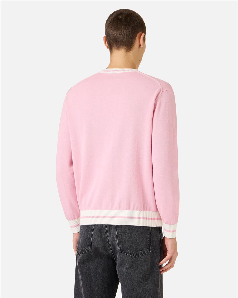 Pink cotton crew neck sweater with dragon inlay | ICEBERG
