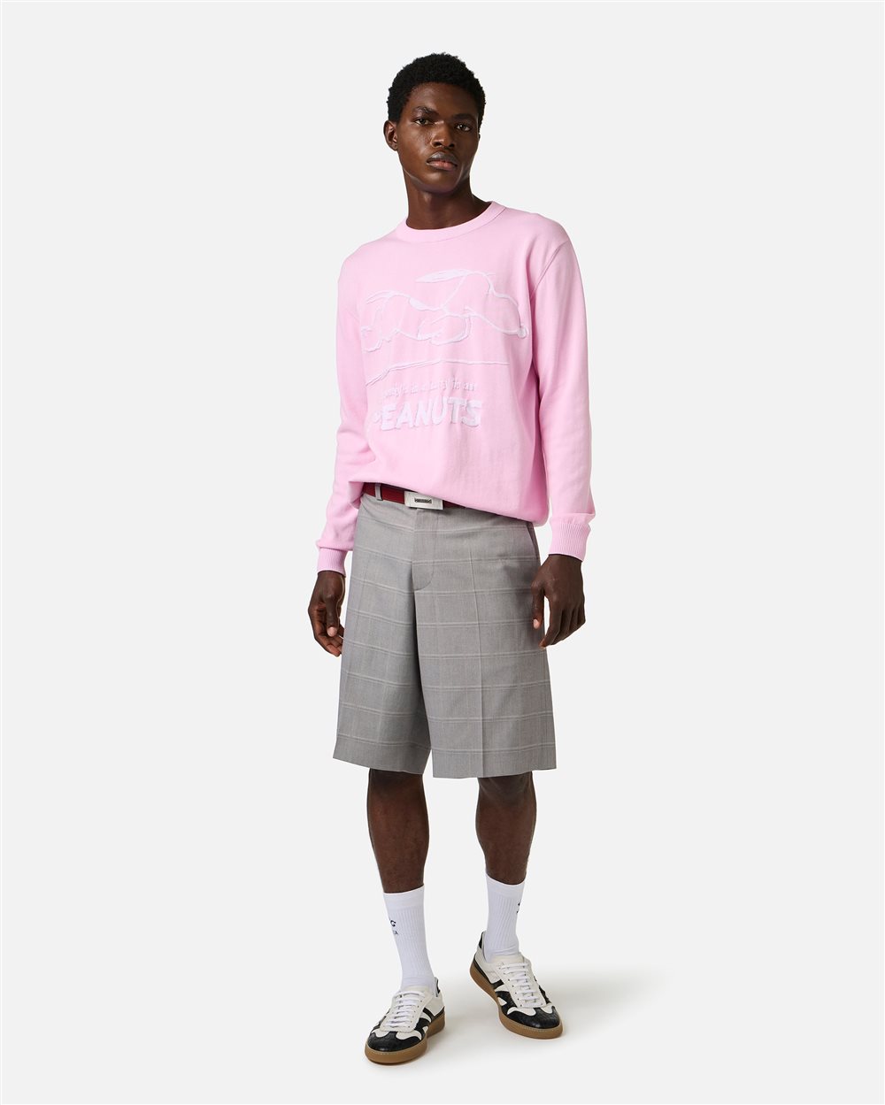 Pink cotton crew neck sweater with a Peanuts design | ICEBERG