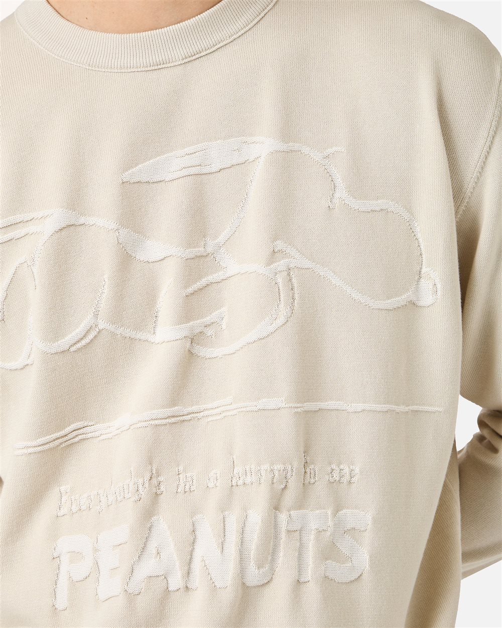Ice-gray cotton crew neck sweater with a Peanuts design | ICEBERG
