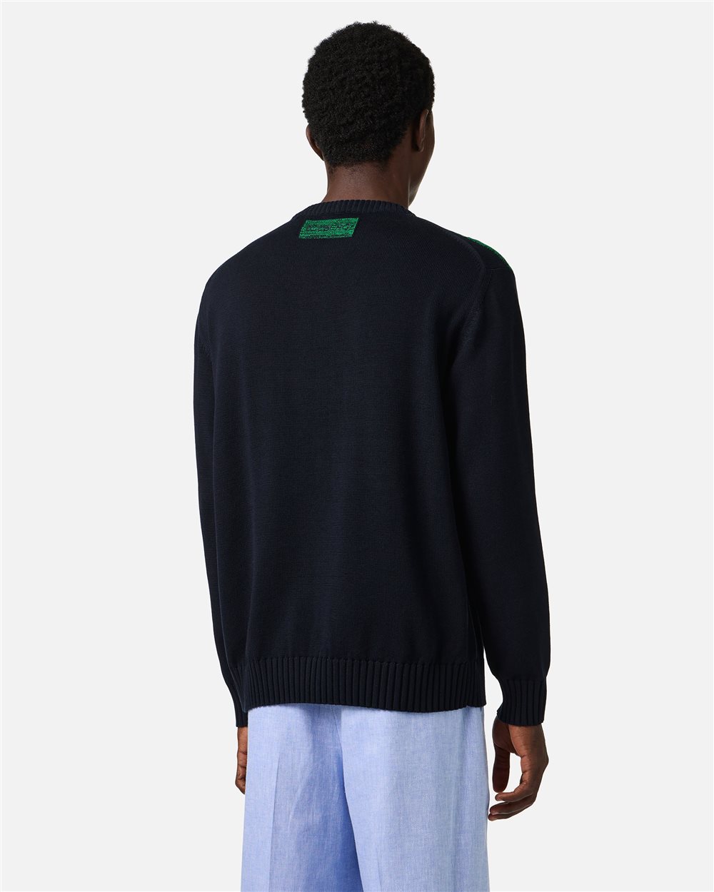Classic blue cotton crew neck sweater with a Peanuts inlay | ICEBERG