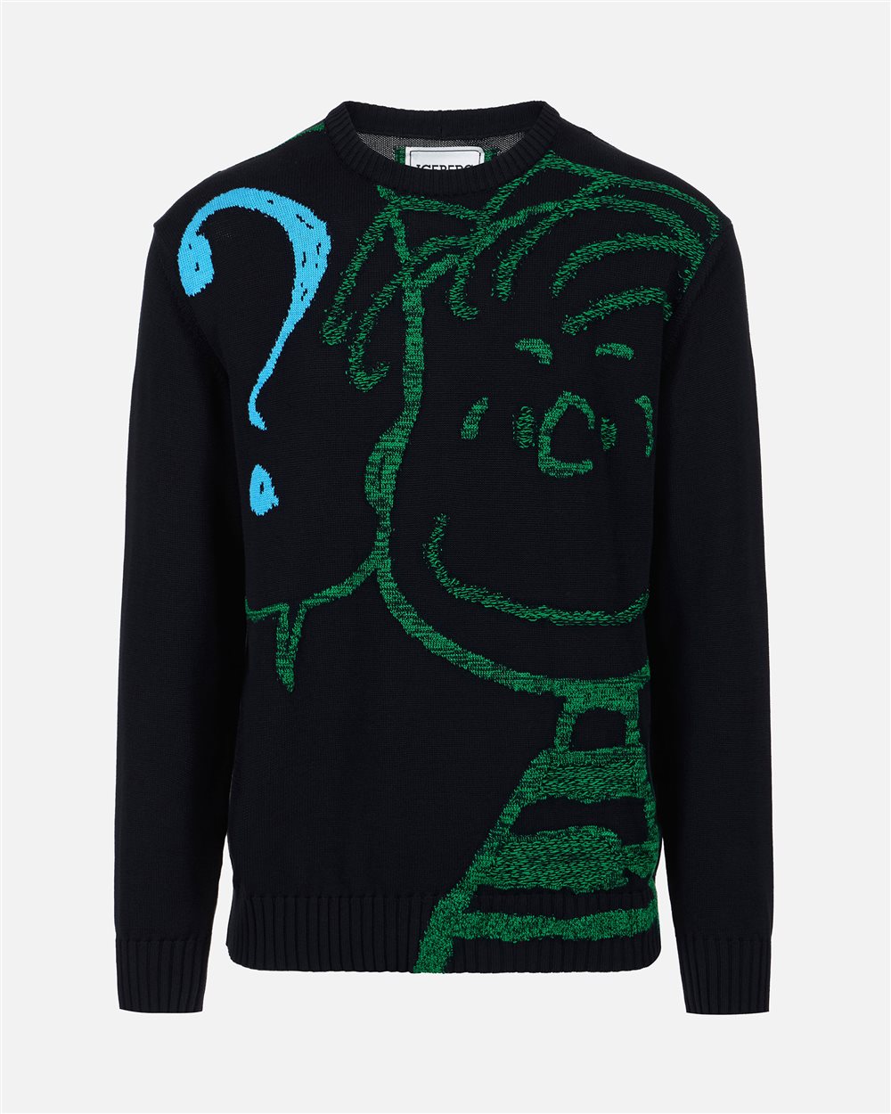 Classic blue cotton crew neck sweater with a Peanuts inlay | ICEBERG