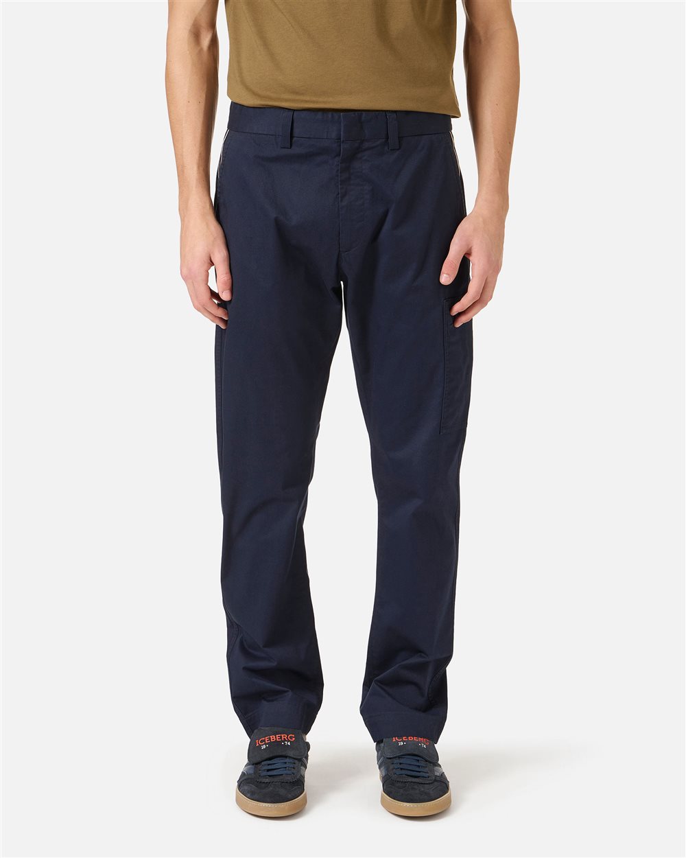 Regular fit dark blue pants in stretch gabardine | ICEBERG