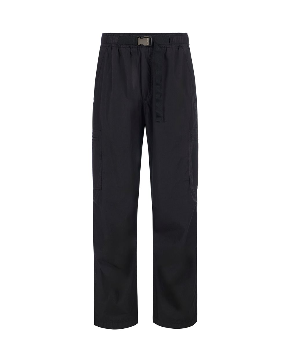 Black cargo pants in garment-dyed technical parachute fabric with