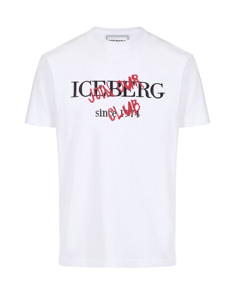 Slim fit optic white cotton jersey T-shirt with logo print | ICEBERG