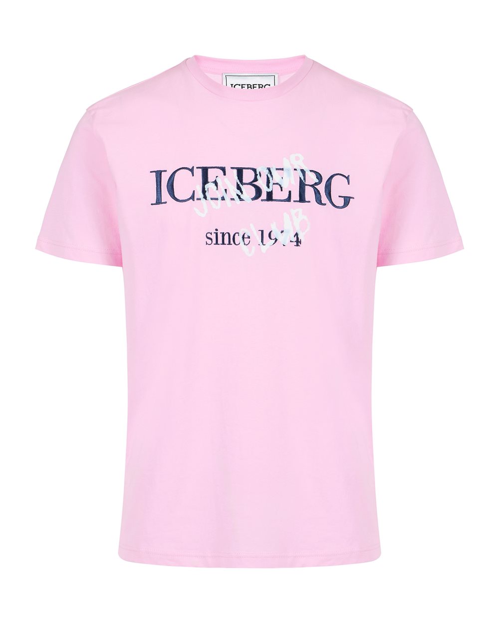 Slim fit pink cotton jersey T-shirt with logo print | ICEBERG