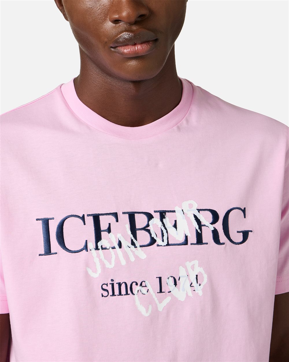 Slim fit pink cotton jersey T-shirt with logo print | ICEBERG