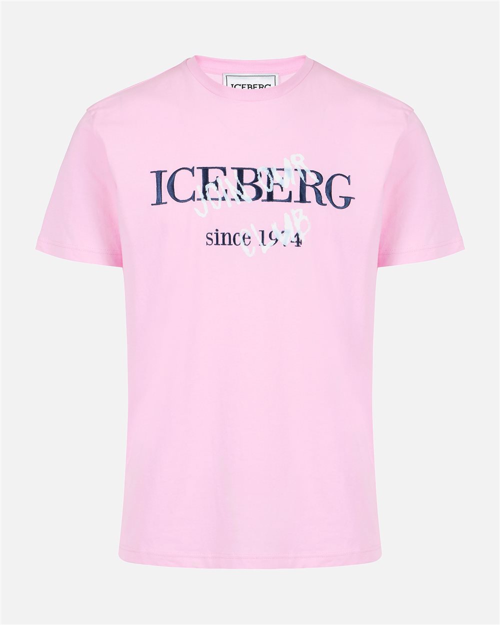 Slim fit pink cotton jersey T-shirt with logo print | ICEBERG