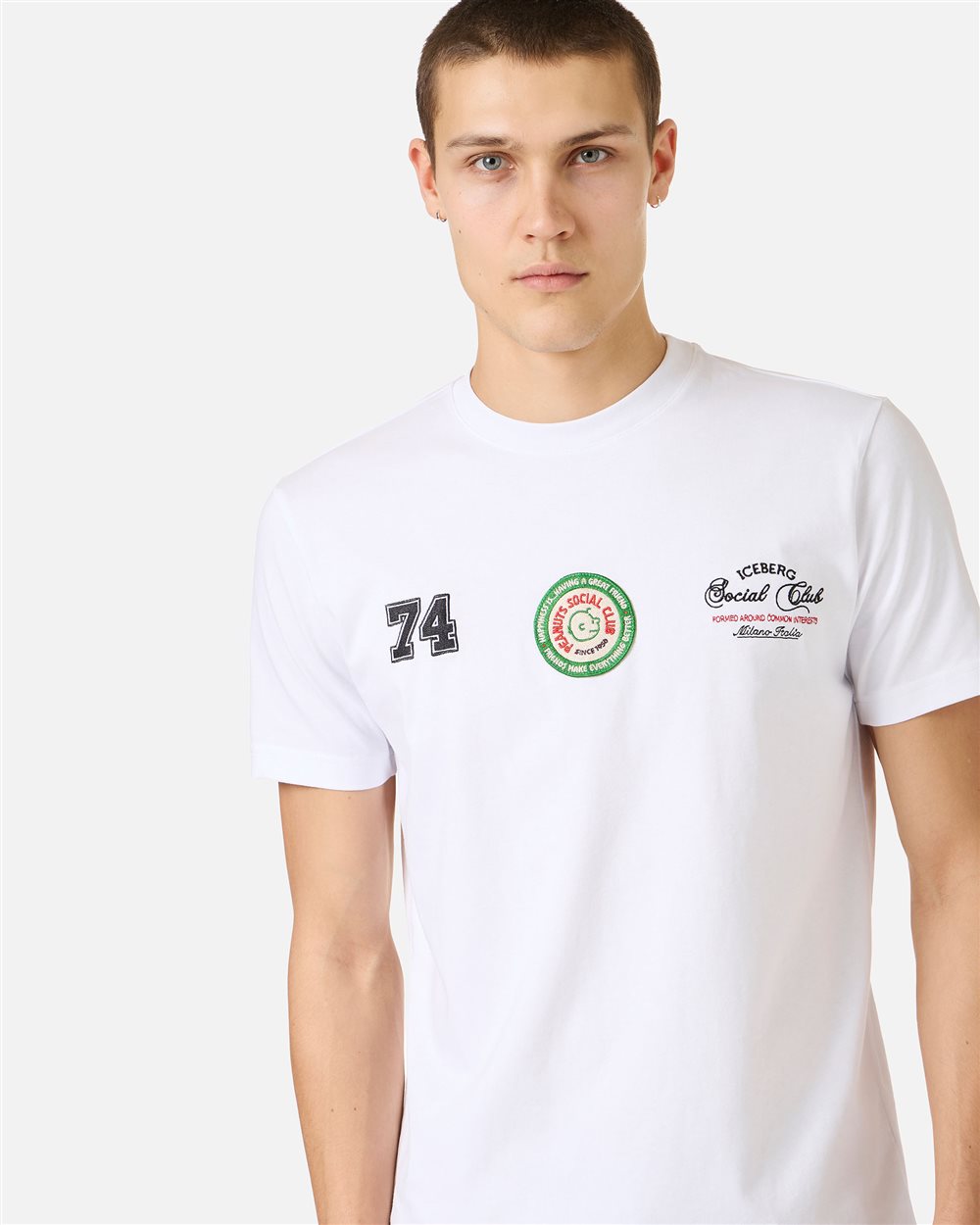 Slim fit optic white cotton jersey T-shirt | ICEBERG