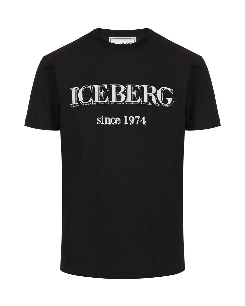 Black oversized T-shirt in cotton jersey, featuring the Iceberg