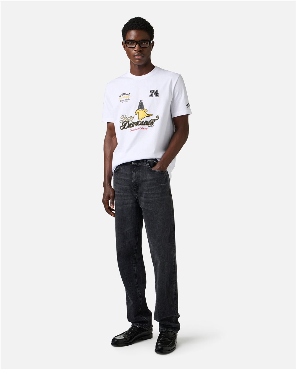 Regular fit optic white cotton jersey T-shirt with Looney Tunes