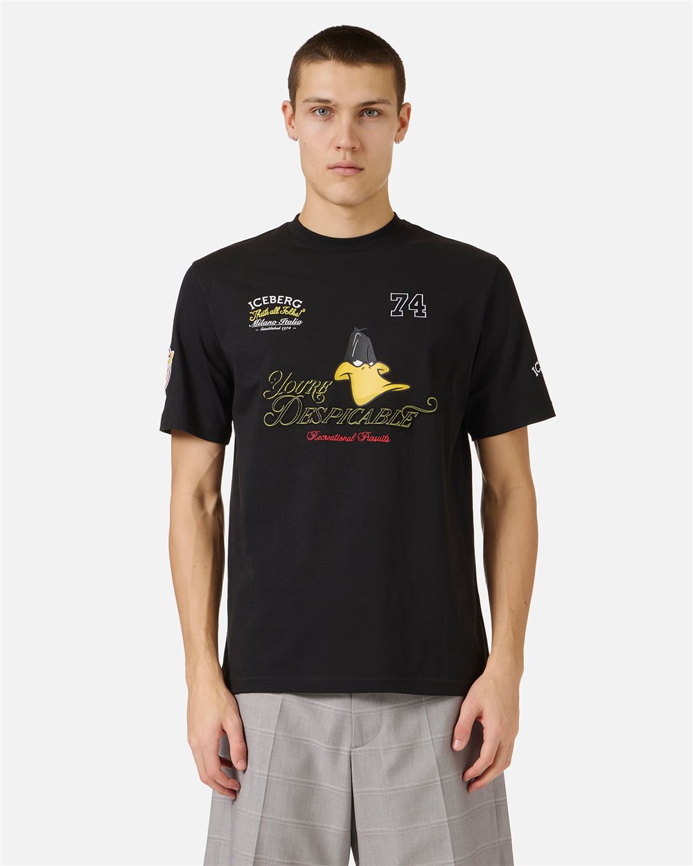 Regular fit black cotton jersey T-shirt with Looney Tunes | ICEBERG
